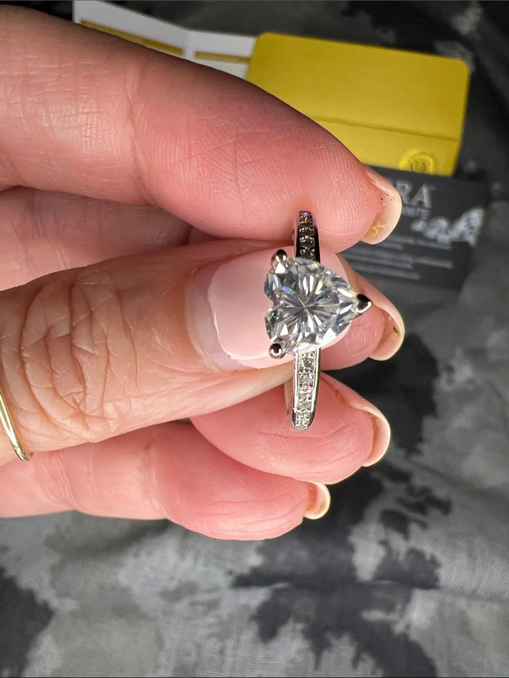 Moissanite Heart-Cut Solitaire Ring in White